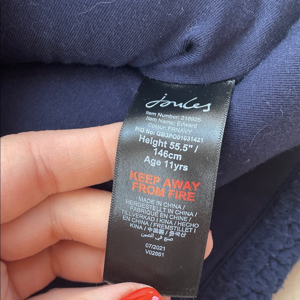 JOULES 11y Cozy Navy Kids Fleece Pullover - Picture 5 of 6